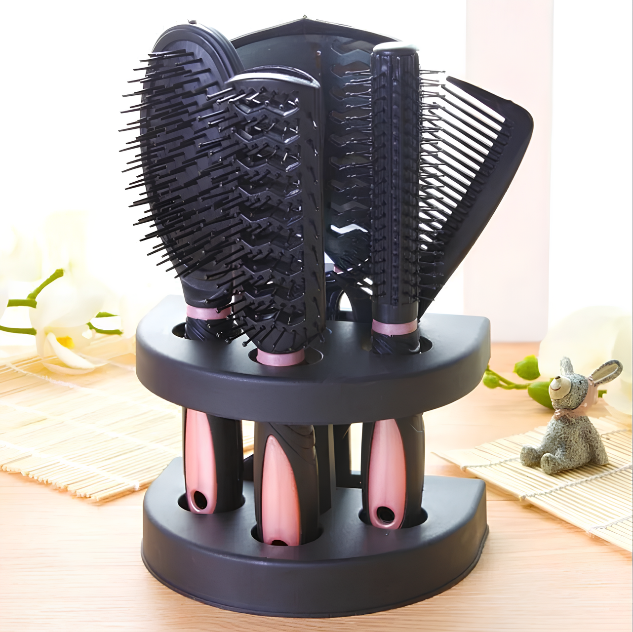 Kit Completo de Escovas para Cabelo com Suporte